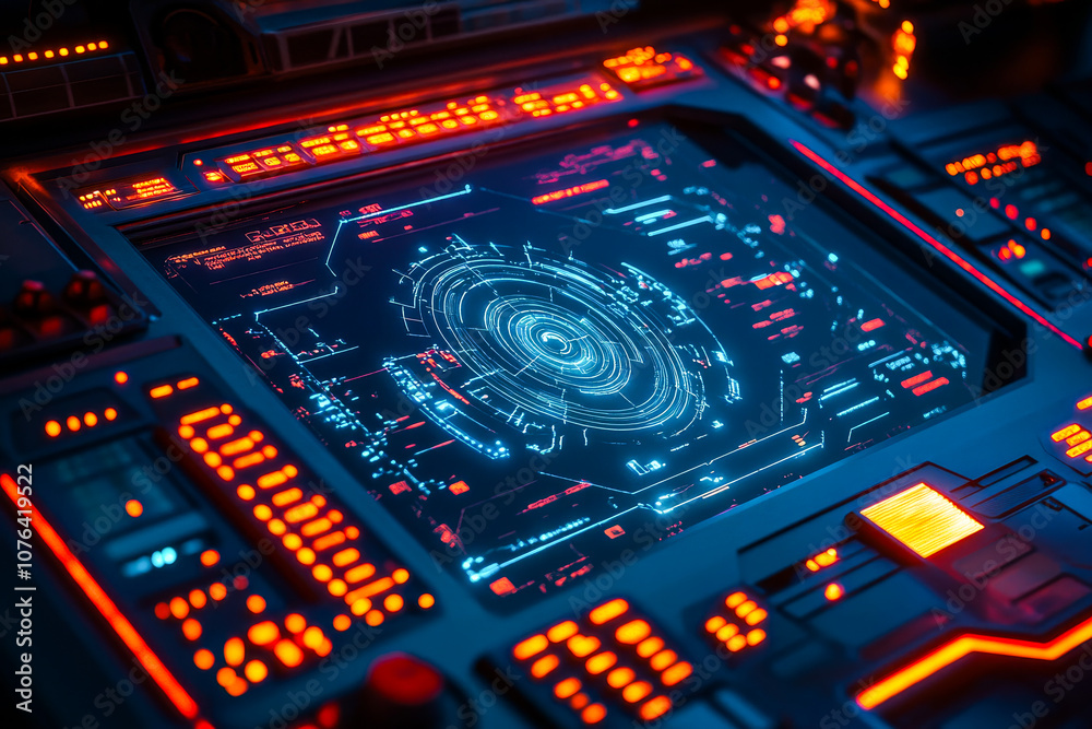 Fototapeta premium Holographic Interface on Sci-Fi Control Panel