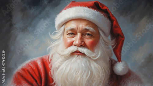 portrait of santa claus, gentle pastel colors, oil painting