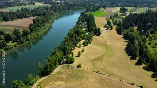 USA, OR, Molalla, Molalla River State Park, 2024-07-18 - Flying over the Molalla River State Park along the Molalla River photo