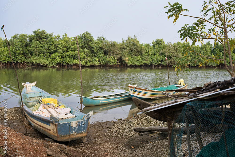Serenity on the Water: A Lonely Boat in an Inlet