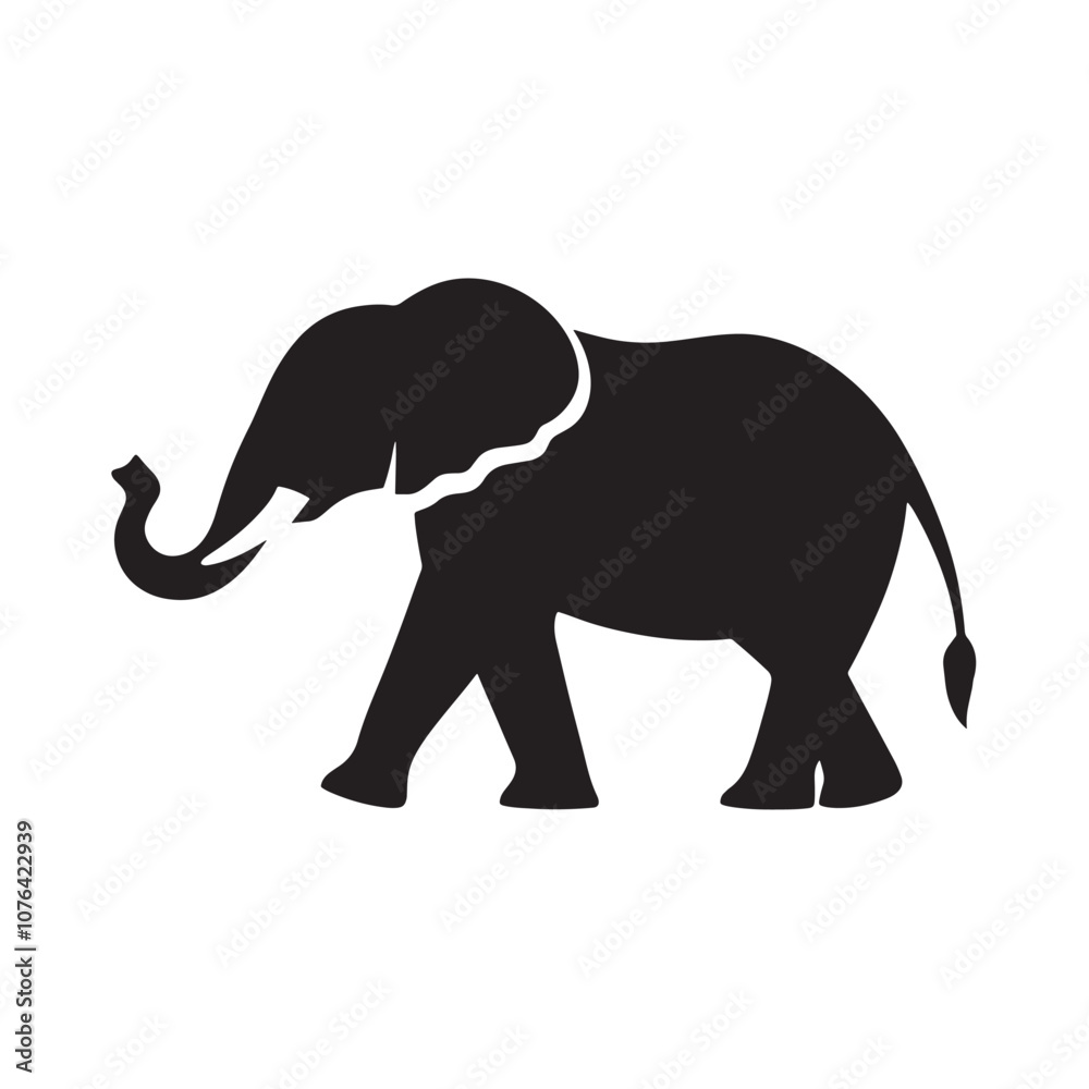 Fototapeta premium Silhouettes of African and Asian Elephants. Elephant Silhouettes for Wildlife and Nature Illustrations.