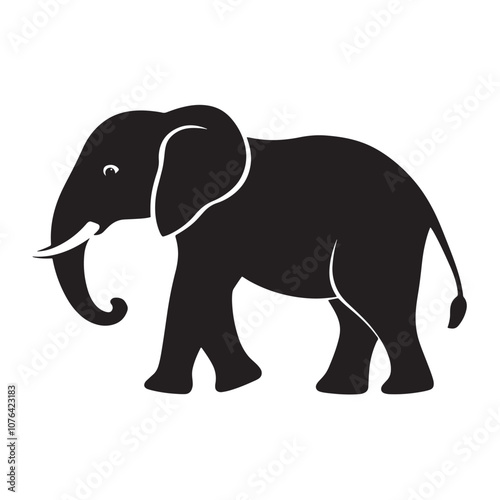 Silhouettes of African and Asian Elephants. Elephant Silhouettes for Wildlife and Nature Illustrations.