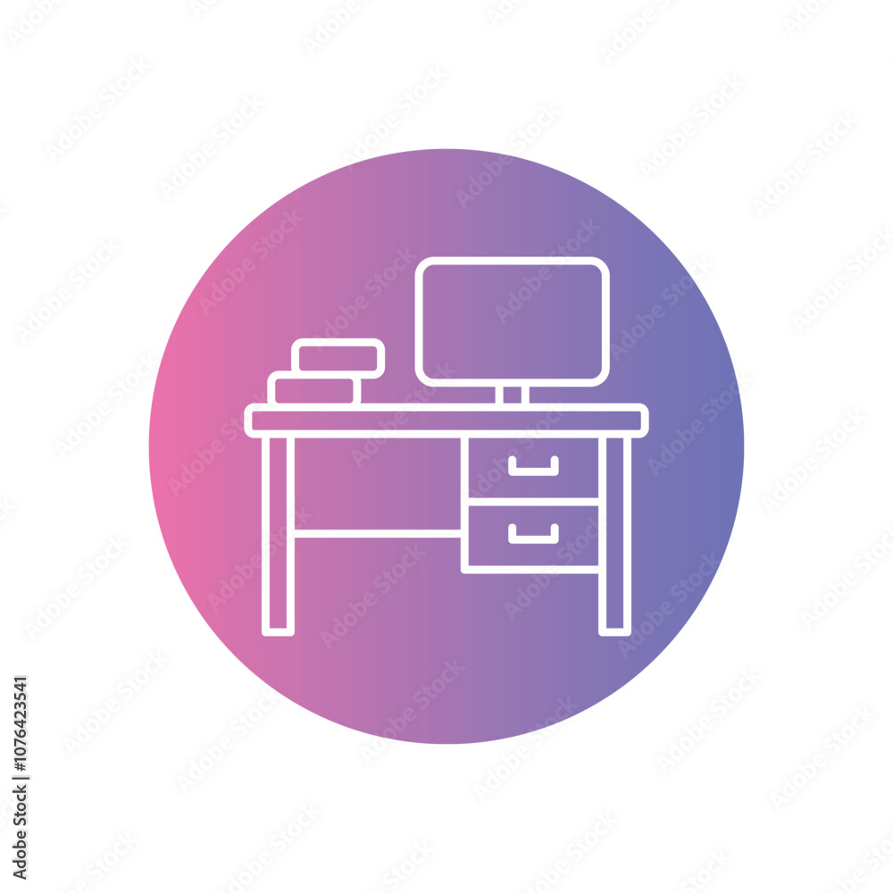 Office Desk vector icon stock illustration
