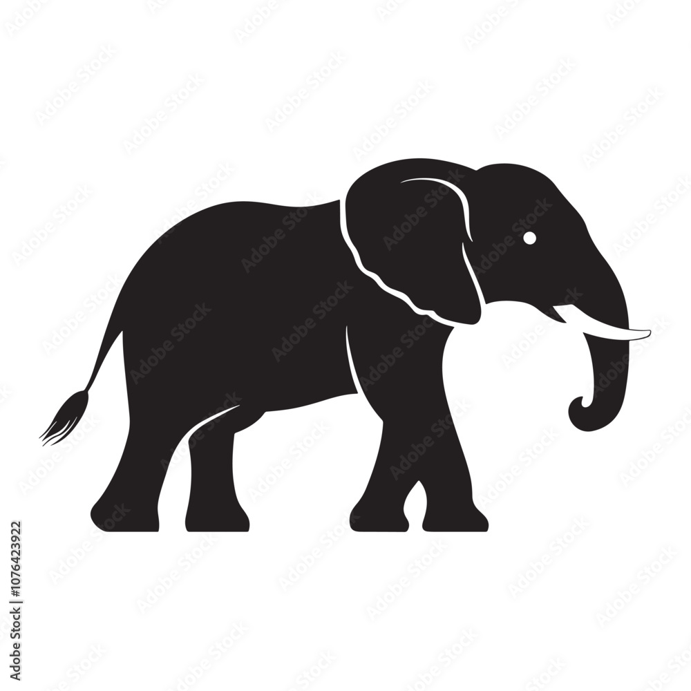 Obraz premium Silhouettes of African and Asian Elephants. Elephant Silhouettes for Wildlife and Nature Illustrations.