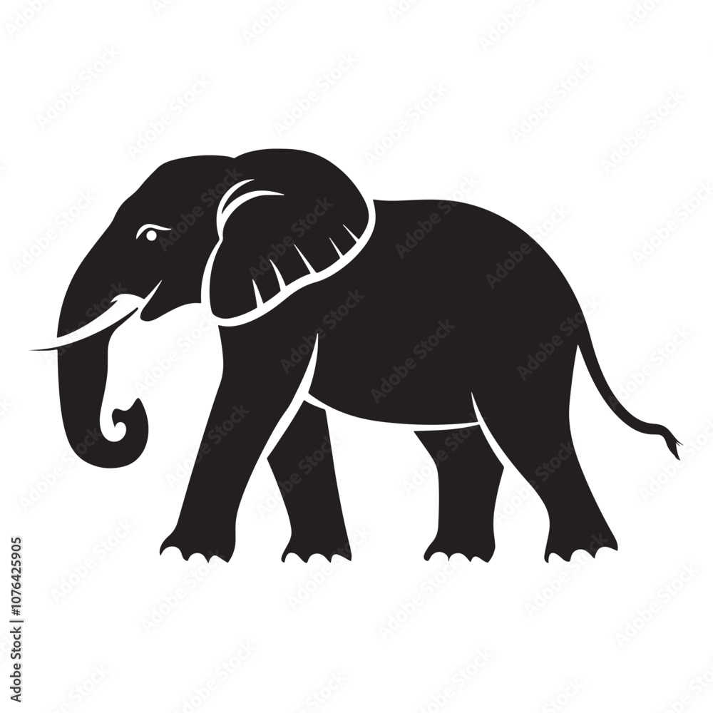 Silhouettes of African and Asian Elephants. Elephant Silhouettes for Wildlife and Nature Illustrations. Silhouettes of African and Asian Elephants. Elephant Silhouettes for Wildlife and Nature Illustrations.