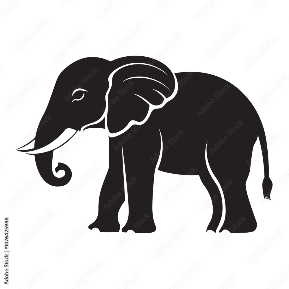 Silhouettes of African and Asian Elephants. Elephant Silhouettes for Wildlife and Nature Illustrations. Silhouettes of African and Asian Elephants. Elephant Silhouettes for Wildlife and Nature Illustrations.