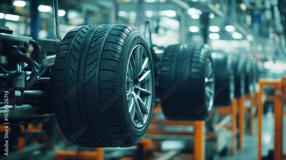 Fast Tire Installation on Moving Production Line Fast Tire Installation on Moving Production Line