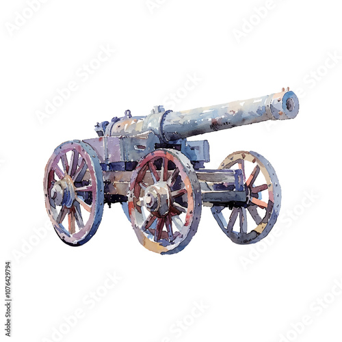 artillery vector illustration in watercolor style