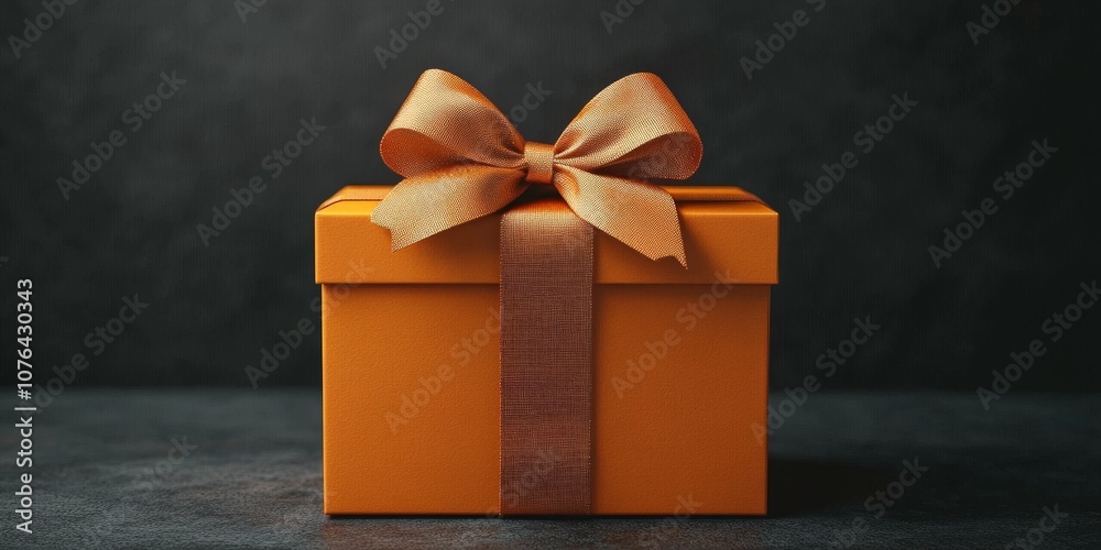 Orange gift box with ribbon isolated on white background Orange gift box with ribbon isolated on white background