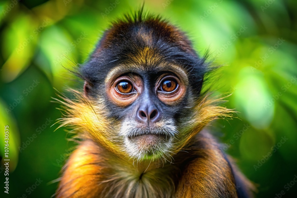 Close-Up of Central American Spider Monkey in Its Natural Habitat: Captivating Macro Photography Showcasing Unique Features and Details of This Endangered Primate Species Close-Up of Central American Spider Monkey in Its Natural Habitat: Captivating Macro Photography Showcasing Unique Features and Details of This Endangered Primate Species