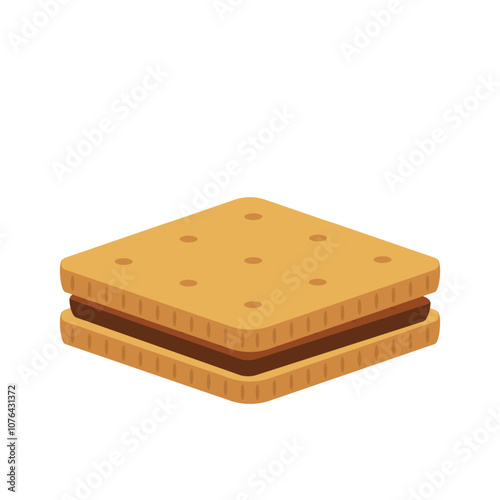 Square crackers.  Crackers vector isolated. Illustration of food, snacks. Sandwich cookies with chocolate fill.