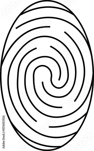 Fingerprint icon. Personal id identity. Press finger, scan for safety. Unique touch id. Individual fingertip is verification in police. Semi-simplified vector isolated on transparent background.