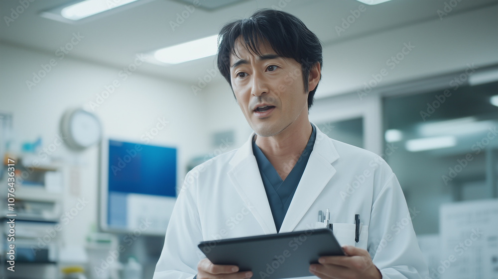 診断を丁寧に説明する日本人医師の姿 診断を丁寧に説明する日本人医師の姿