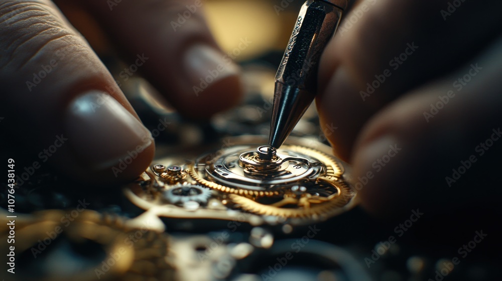 Precision Watchmaking: A Close-up View of a Master Craftsman Working on a Complex Watch Mechanism Precision Watchmaking: A Close-up View of a Master Craftsman Working on a Complex Watch Mechanism
