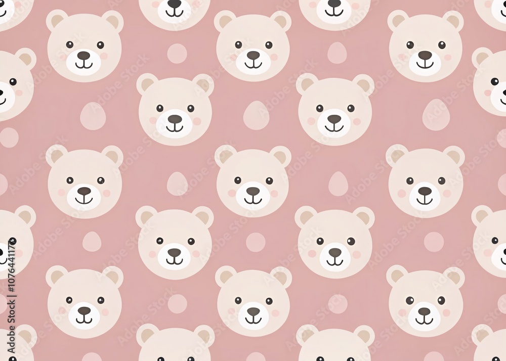 Cute Bear Faces Pattern on Pink Background for Playful Decor and Children’s Products, Ideal for Fabric, Wallpapers, and Stationery, Bringing Joyful Vibes to Everyday Items Cute Bear Faces Pattern on Pink Background for Playful Decor and Children’s Products, Ideal for Fabric, Wallpapers, and Stationery, Bringing Joyful Vibes to Everyday Items