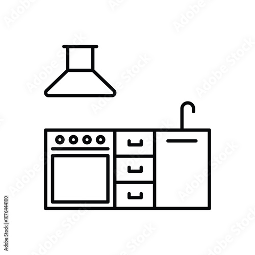 Kitchen Island vector icon stock illustration