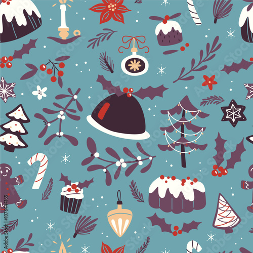 Christmas Hand Drawn Vector Doodle Illustration.  Xmas Hand Drawn Elements.