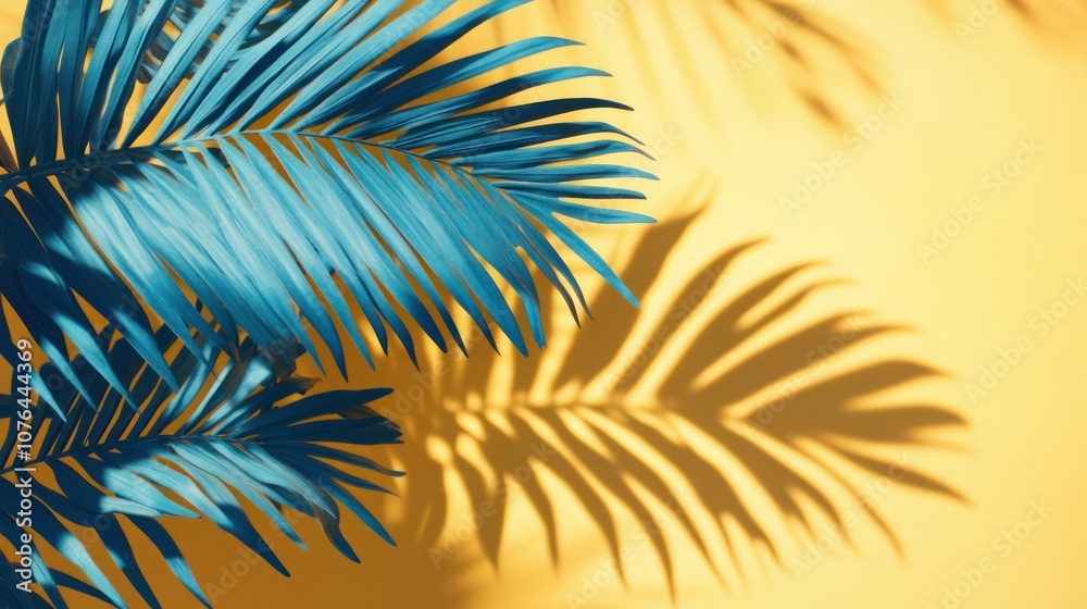Palm Leaf Shadow on Yellow Background Palm Leaf Shadow on Yellow Background