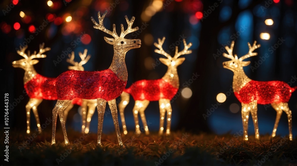 Fototapeta premium red illuminated christmas reindeer