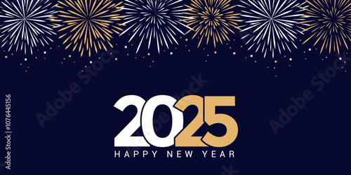 2025 happy new year fireworks celebration background vector illustration