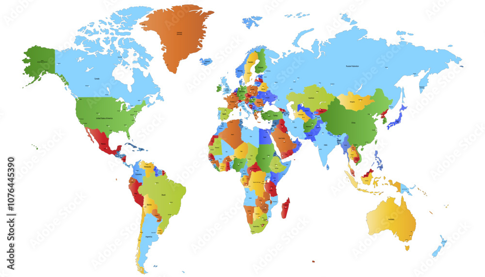 Obraz premium World map. Color modern vector map. Silhouette map