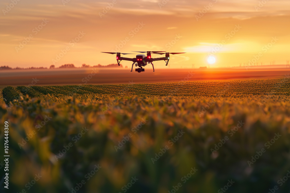 Drone flying in the sky over nature during observation Drone flying in the sky over nature during observation