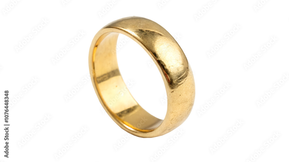 Golden wedding ring, a symbol of love and commitment, isolated on white background Golden wedding ring, a symbol of love and commitment, isolated on white background