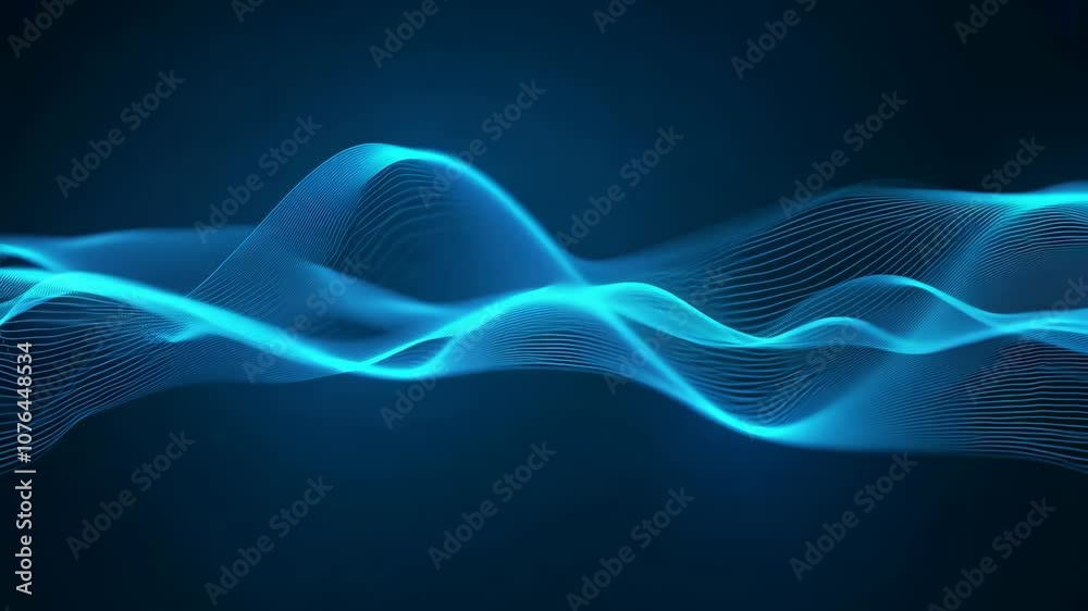 Blue abstract sound wave visualization