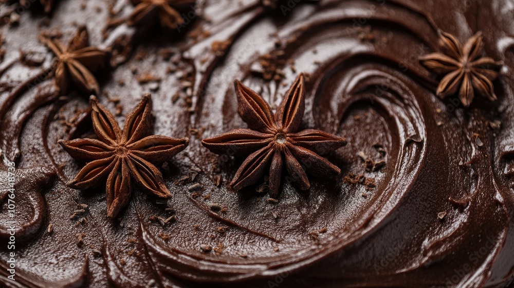 Rich Chocolate Texture with Star Anise Decoration Rich Chocolate Texture with Star Anise Decoration