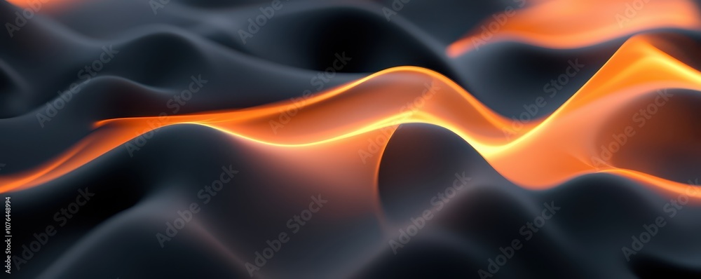 A captivating abstract image showcasing smooth, dark waves interspersed with glowing orange lines, evoking a sense of movement and fluidity. A captivating abstract image showcasing smooth, dark waves interspersed with glowing orange lines, evoking a sense of movement and fluidity.