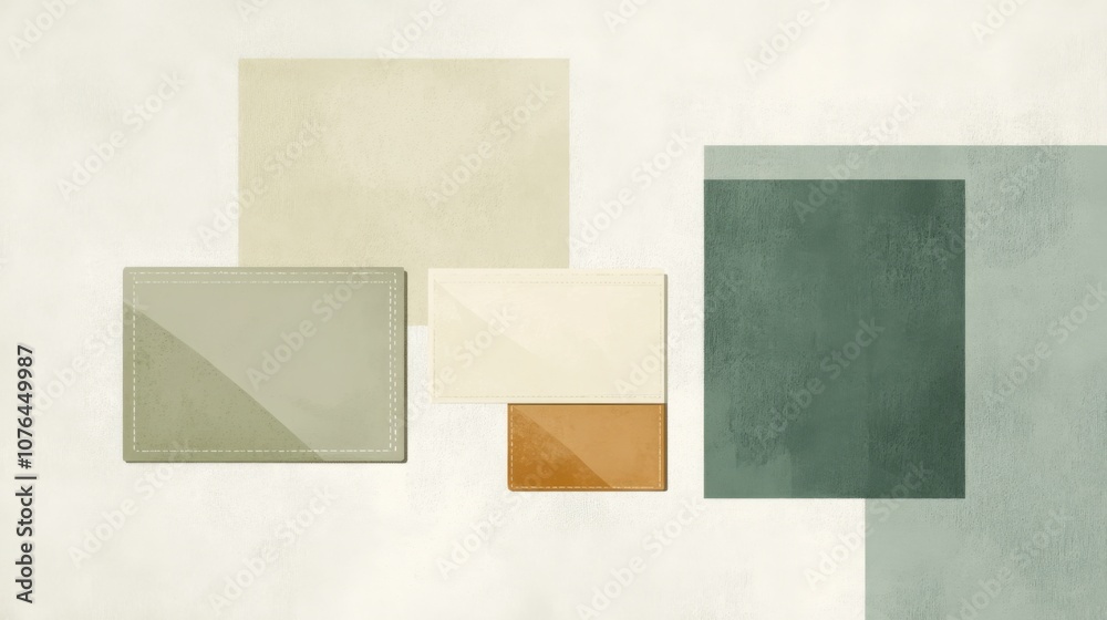 The concept of frugality in neutral taupe and sage green colors The concept of frugality in neutral taupe and sage green colors