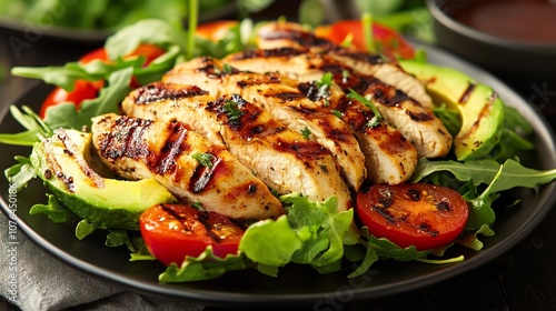 Healthy Grilled Chicken Salad with Fresh Avocado Mix

 photo