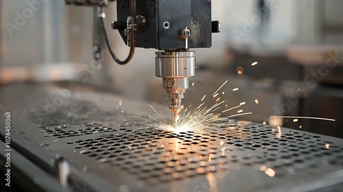 Sparks Fly as Metal Fabrication Machine Captures the Energy and Precision of Industrial Production Processes photo