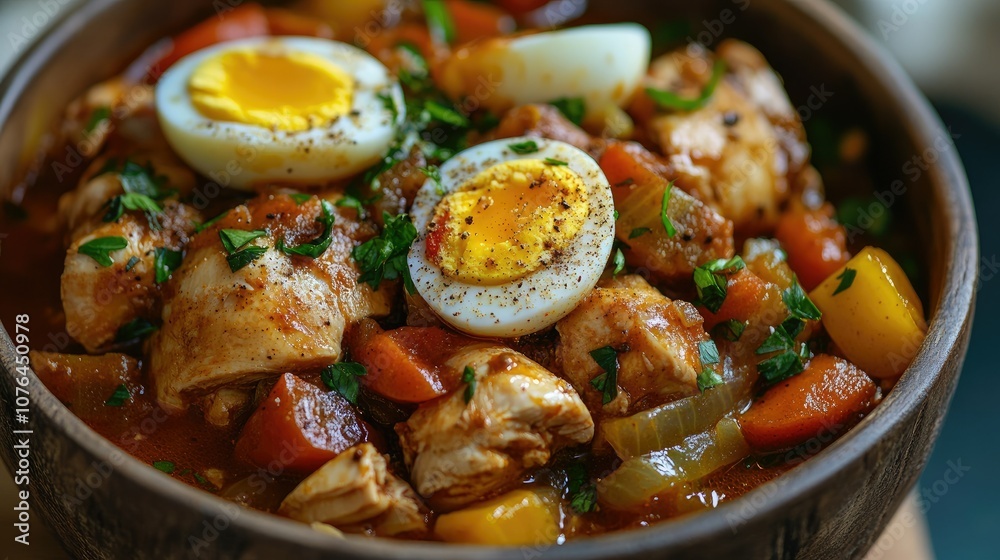 Delicious Chicken Stew with Vegetables and Eggs Delicious Chicken Stew with Vegetables and Eggs