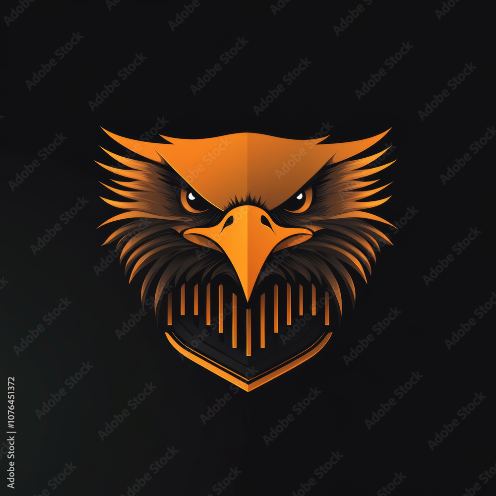 custom made wallpaper toronto digitalFierce golden eagle head logo design on a black background.