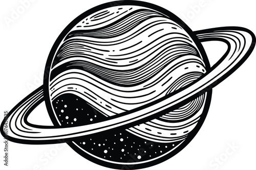 Single one line planet concept. Continuous line draw design graphic vector transparent with PNG