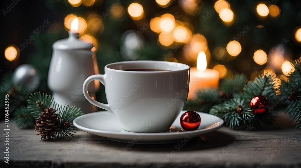 white_ceramic_cup_with_black_coffee chrismas decoration white_ceramic_cup_with_black_coffee chrismas decoration