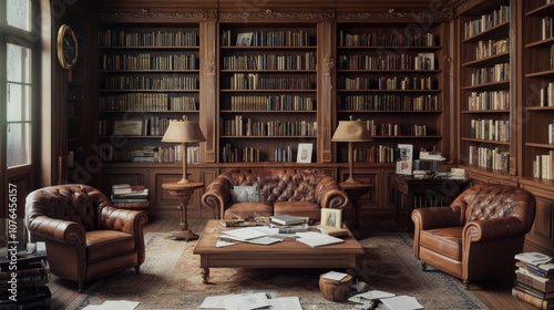 Wallpaper Mural A Cozy Library Interior Torontodigital.ca