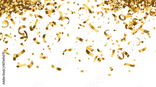 Confetti explosion on transparent background. Falling gold confetti png or white background. Holiday confetti element