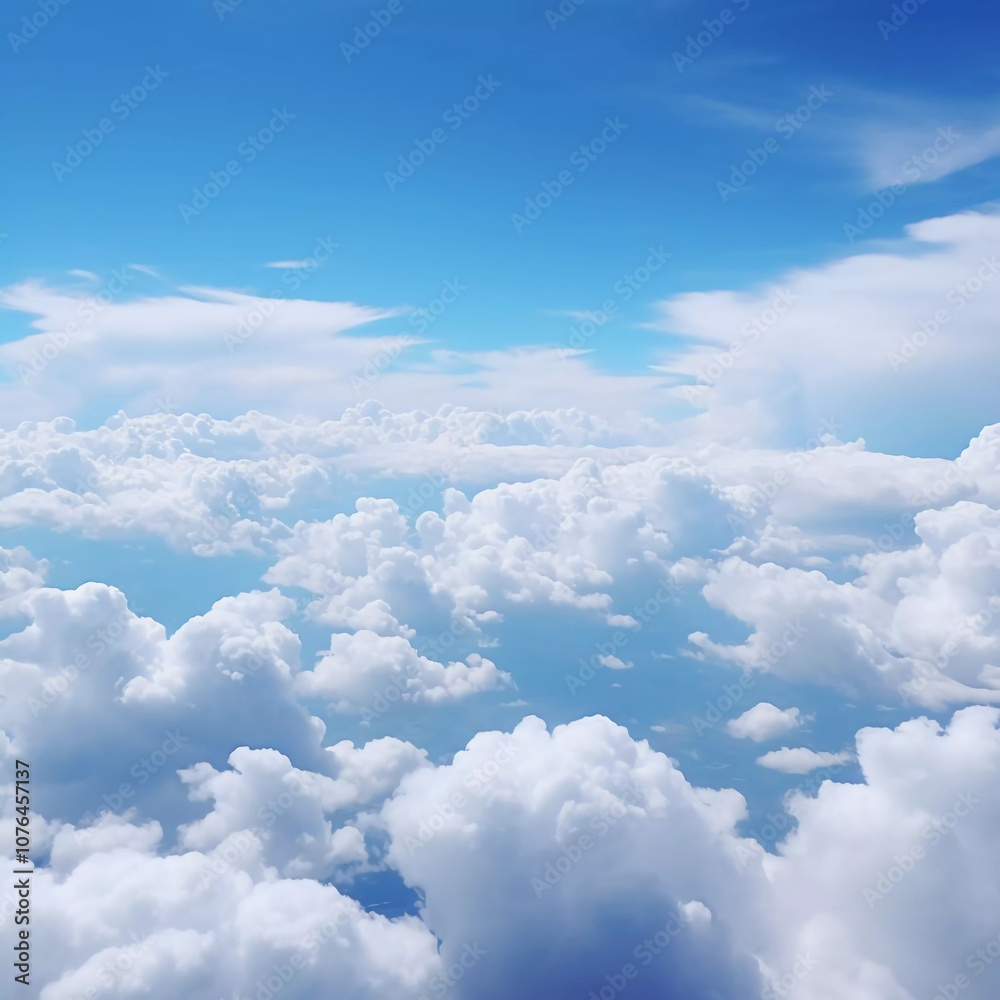 A serene view of fluffy clouds against a bright blue sky, evoking tranquility and freedom. A serene view of fluffy clouds against a bright blue sky, evoking tranquility and freedom.
