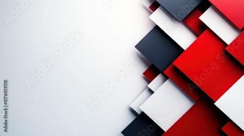 An engaging visual arrangement of overlapping geometric shapes in vivid red and black tones, emphasizing the themes of balance and modernity. photo