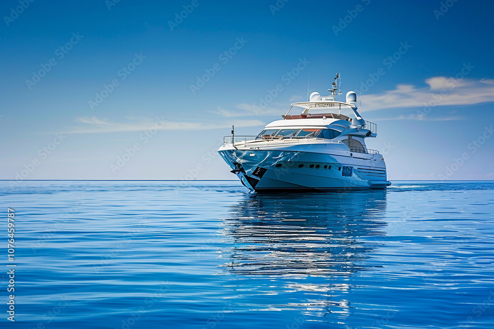 Luxury private big motor yacht in tropical sea with blue wave Luxury private big motor yacht in tropical sea with blue wave