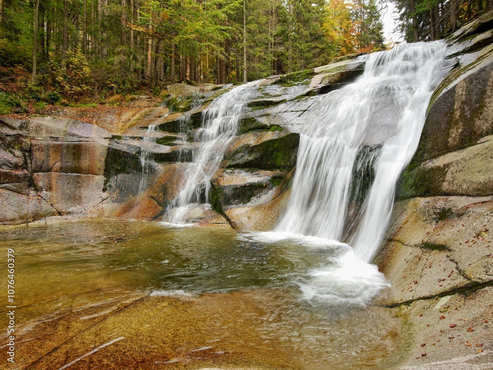 Fototapeta premium Mountain stream waterfall long exposure time