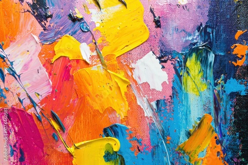 Artist with a visual impairment painting, vibrant studio, creative expression, blank space for text
