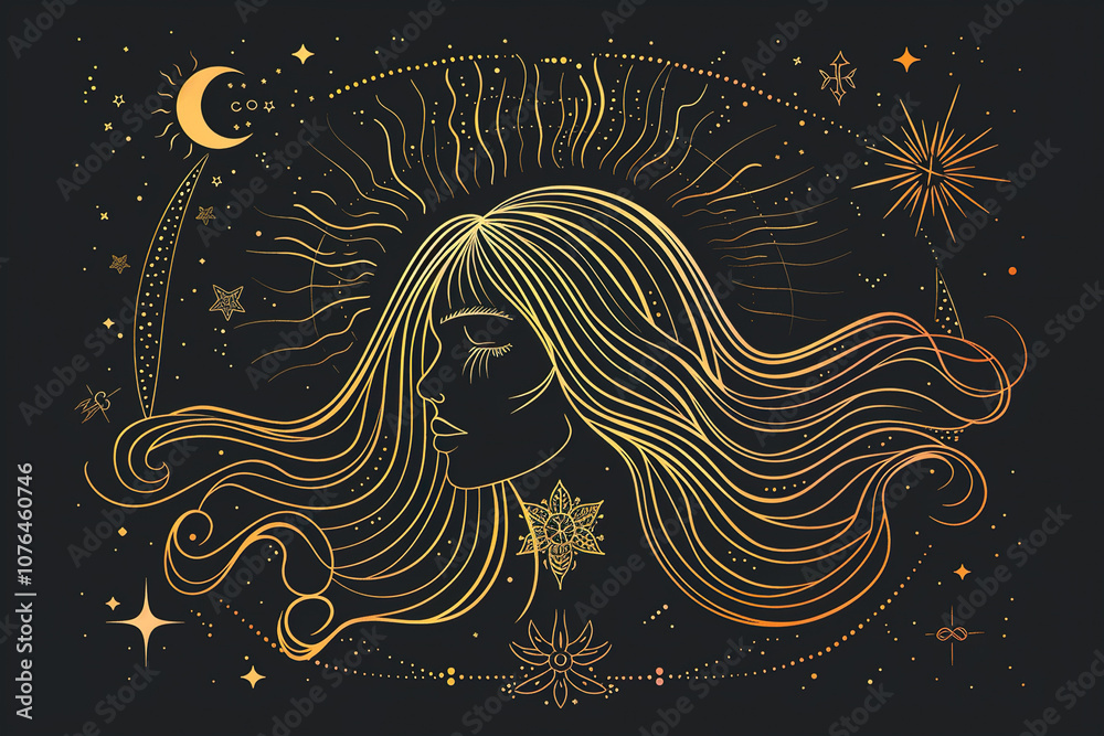 Astrological composition with concept of Virgo zodiac sign symbol Astrological composition with concept of Virgo zodiac sign symbol