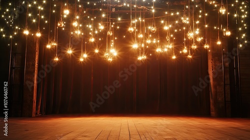 Enchanting Theater Stage with Hanging Lights Display