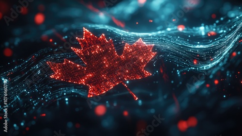 Digital Canadian Flag in Vibrant Motion