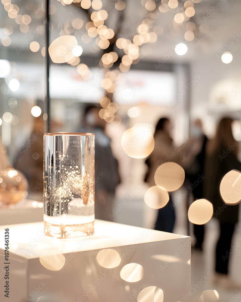 A new smartphone being presented at a launch event at a technology store. The device is on an illuminated pedestal, with a crowd of people around taking photos and exploring its features. A new smartphone being presented at a launch event at a technology store. The device is on an illuminated pedestal, with a crowd of people around taking photos and exploring its features.