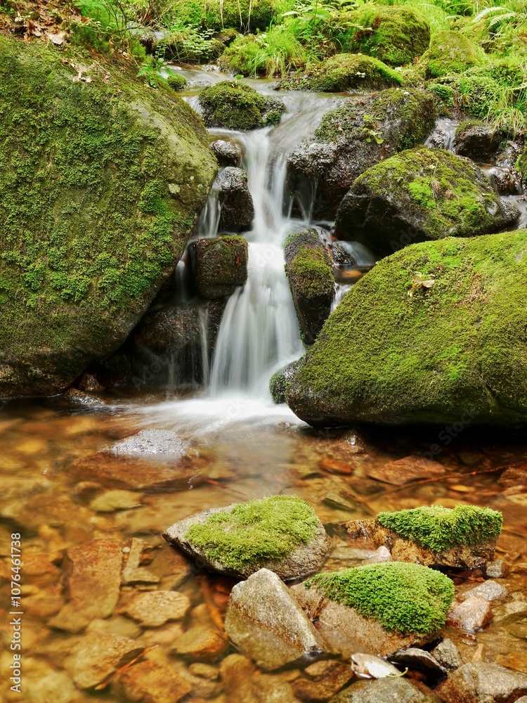 Mountain stream waterfall long exposure time Mountain stream waterfall long exposure time