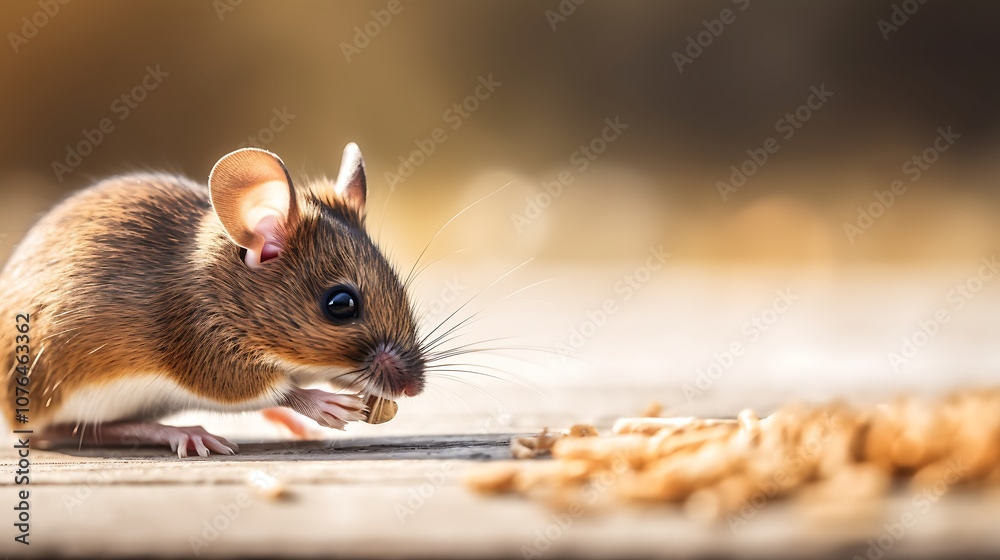 A Close-up of a Brown Mouse Eating a Seed